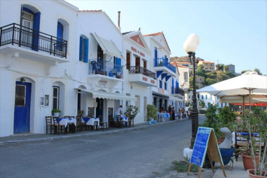 Evdilos, the second main port with neo-classical buildings