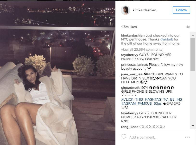 Kim Kardashian Instagram Airbnb duckface
